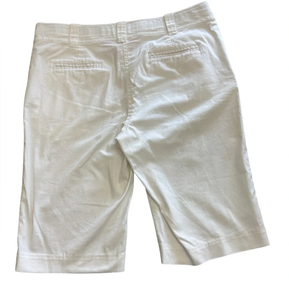 Tory Burch White Cotton Bermuda Shorts Sz 8 Stretch Classic Preppy Golf - Picture 8 of 10